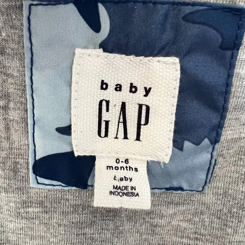 GAP Jacket Boys 0-6M Blue Camo Dino Hooded Lightweight Zip Coat Fall Layer New